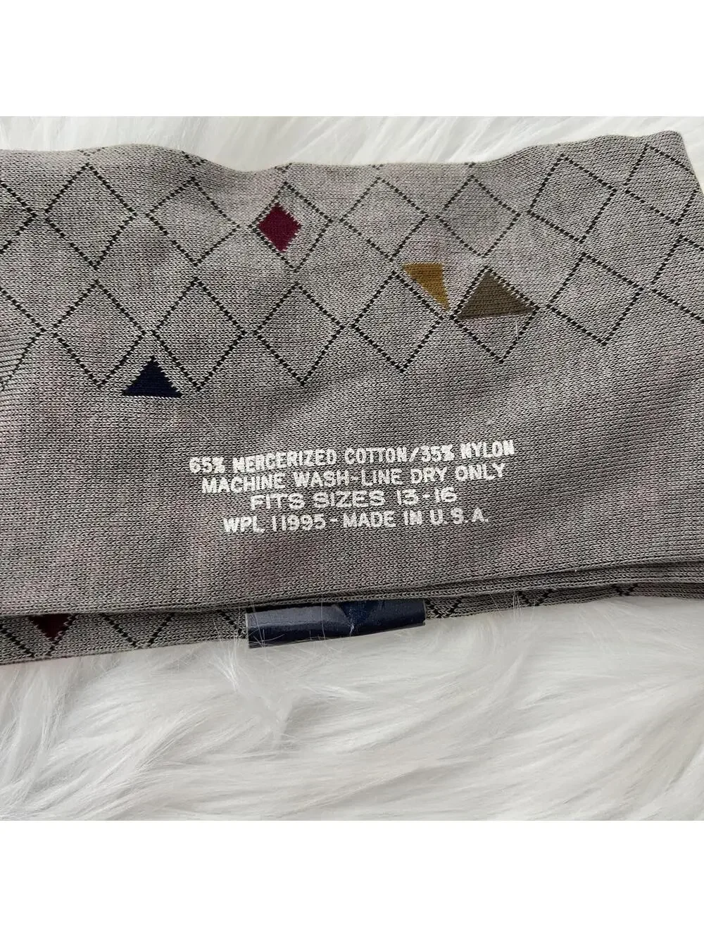 NWT Jeremy Peters Gray Geometric Dress Socks Mercerized Cotton USA 13-16
